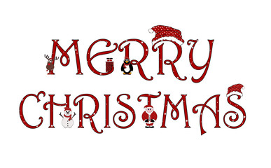 Merry Christmas Sign With Animations - Isolated on white