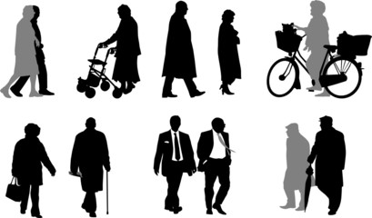vector collection of senior  silhouettes - 10722293