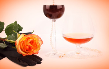 cognac wine and rose