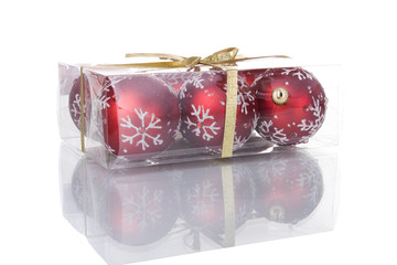 box with christmas balls