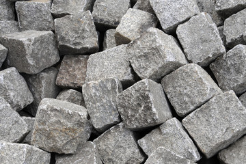 Large gray stone cubes