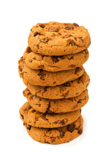 Chocolate cookies isolated on the white background