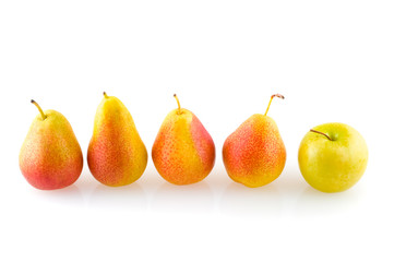 ears and ripe red apple. Isolated,