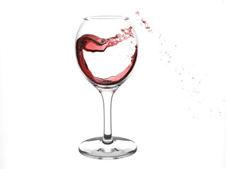 wine glasses with wine heart-like curl inside