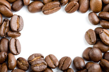 frame of coffee beans isolated