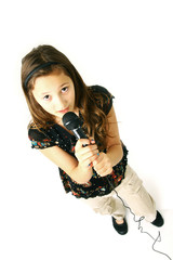 girl playing karaoke