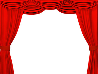 Theatrical curtain of red color
