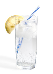 Glass of tonic water, clipping path included