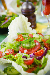 Fresh vegetable salad with tomato and cucumber