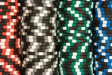 Casino chips like background. Closeup.