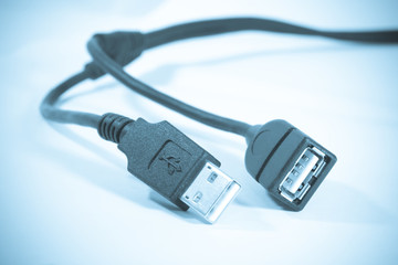 Male and female  USB connectors.