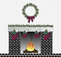 Festive Fireplace Black