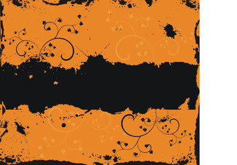 Grunge black frame on orange background