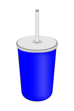 Isolated soft drink cup with straw