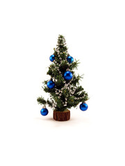 artificial christmas tree with blue balls