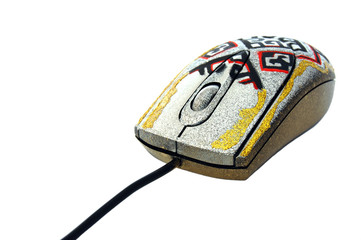 computer mouse with kazakh folk pattern