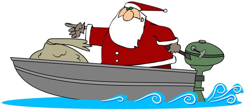 Santa In A Motor Boat