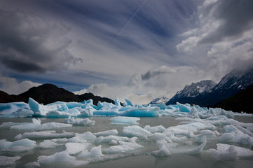 Floating ice at Glacier Grey, Torres del Paine, Patagonia