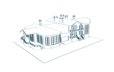 Naklejka premium house: 3d technical draw