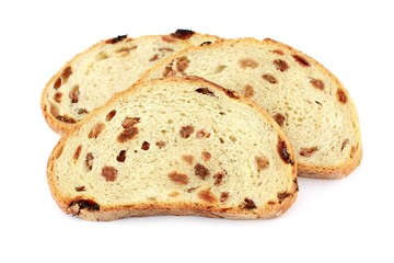 Three slices of wheat bread, isolated on white