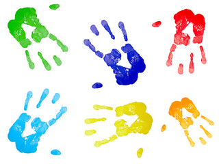 multicolored hand prints