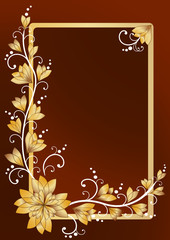 Vertical floral frame for text. Brown