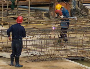 welder at construction site