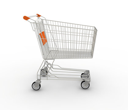 Shopping cart. 3D generated image.