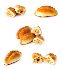 Traditional russian cabbage stuffed baked pastry isolated