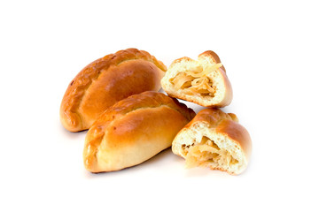 Traditional russian cabbage stuffed baked pastry isolated