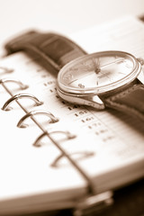 personal organizer and watch (shallow DOF)