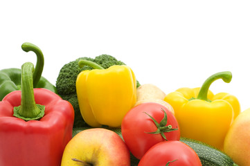 fresh vegetables on white background