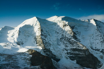 Piz Palü mountain peak, view from Diavolezza, Switzerland.
