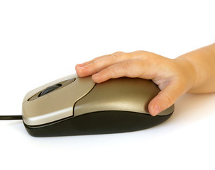 Computer mouse and baby hand
