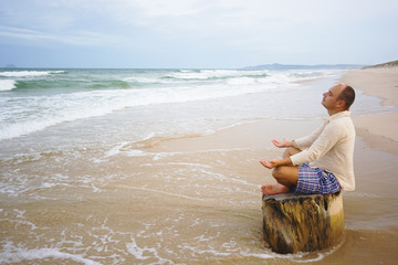 Meditation at sunset time