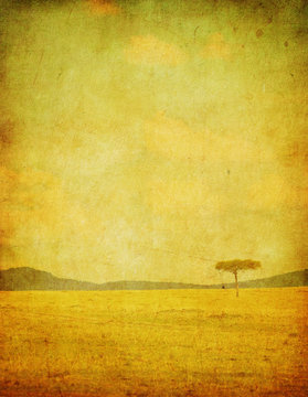 grunge image of a tree on a vintage paper