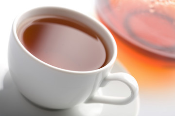 cup of tea and teapot isolated
