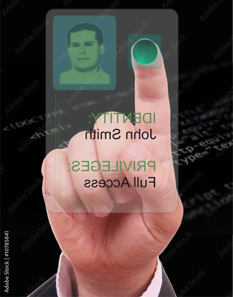 Aufkleber man entering the door or secure data by touch screen
