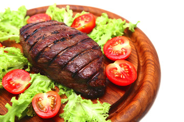 served roasted beef meat steak