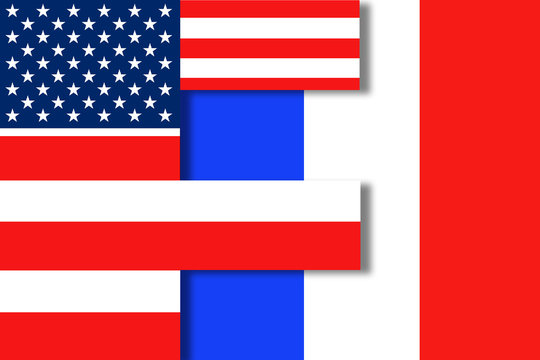 M&eacute;lange des drapeaux fran&ccedil;ais et am&eacute;ricain