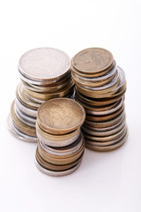 Coins stacks close-up