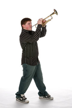 Young  Teen Boy Playing Trumpet
