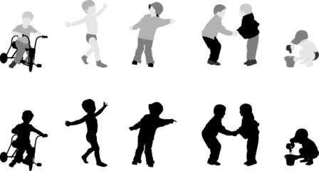 silhouettes of children