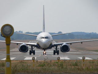 Fototapeta na wymiar Airjet na ziemi lotniska