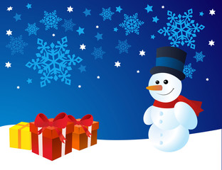 Snowman with gift