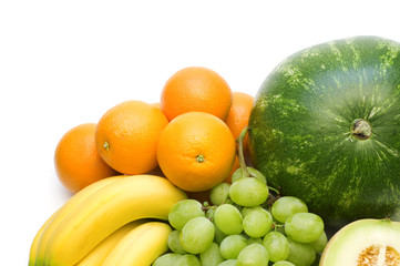 fresh fruits on white background