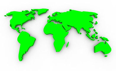 Global Map - Green on White Background