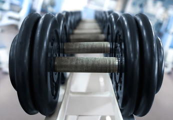 barbell on blue background