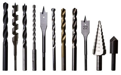 Various Drill Bits for Metal, Wood and Masonry - With Clipping P - obrazy, fototapety, plakaty