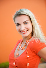 Young beautiful woman close-up portrait